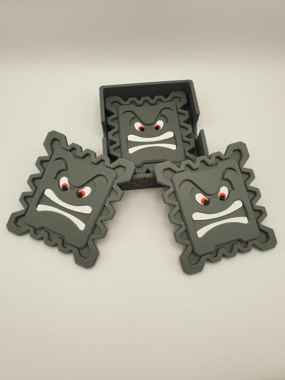 3D Printed Thwomp Coasters | Mario Inspired Retro Gamer Decor