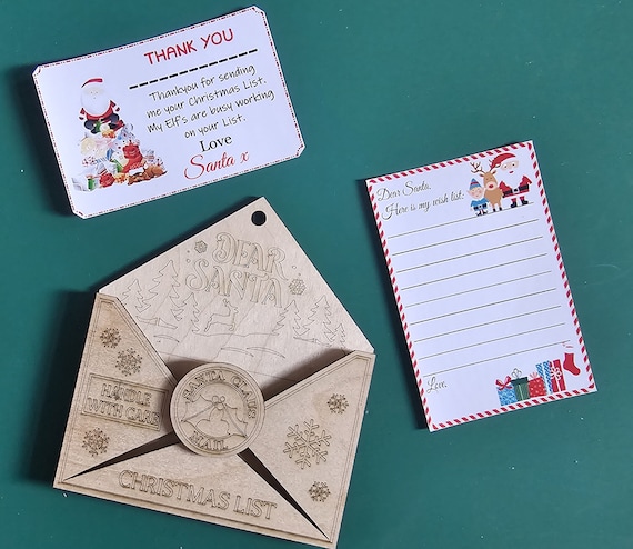 Santa's Christmas List Wooden Envelope/Kids/Christmas Ornament