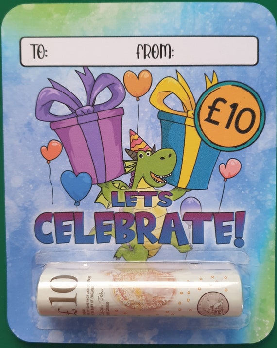 Handmade Personalised Birthday/Christmas Card Money Holder, Inc. Plastic Pouch