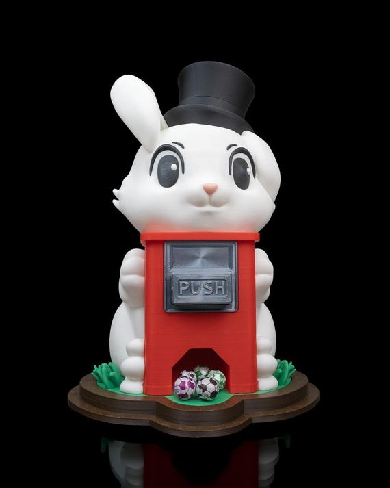 3D Printed White Rabbit Candy Dispenser: Whimsical Home Decor