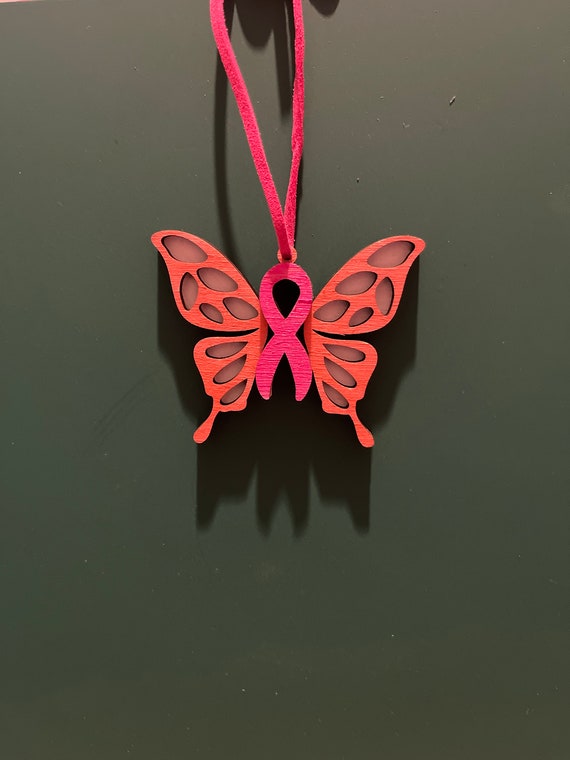 Breast cancer butterfly hanging orniment