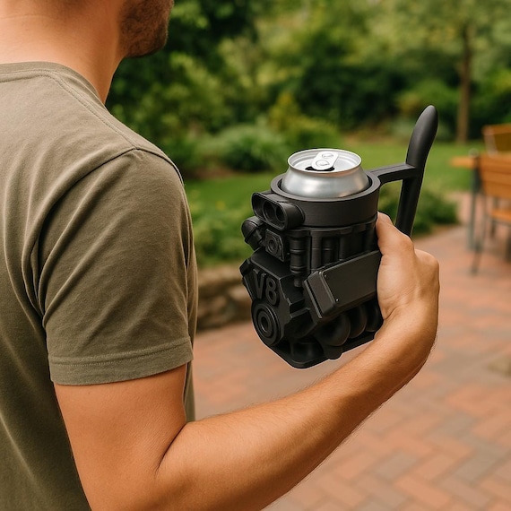 3D Printed V8 Engine Can Holder: Unique Home Bar Accessory