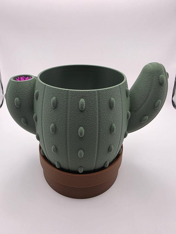 3D Printed Cactus Planter – Textured Succulent Holder, Quirky Desert Decor, Kawaii Cup