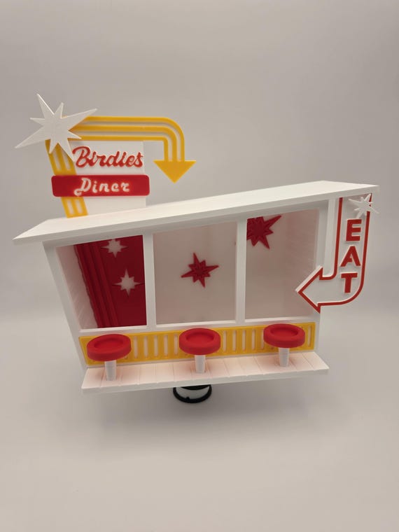 3D Printed Birdies Diner Retro Miniature – Handmade Vintage‑Style Diner Model – Collectible Display Piece