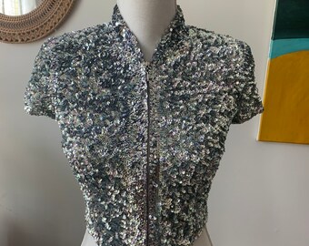 silver sequin bolero jacket
