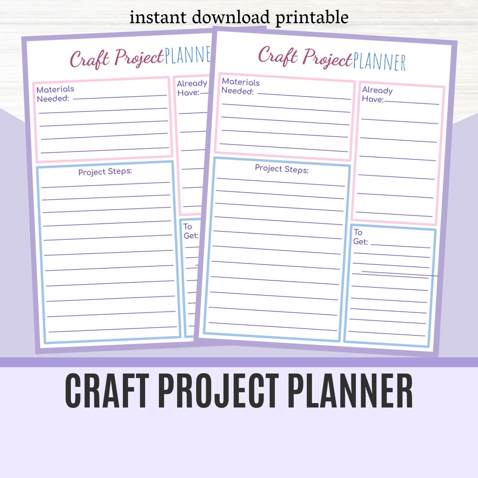 Craft Project Printable Craft Planner Craft Organization | Etsy