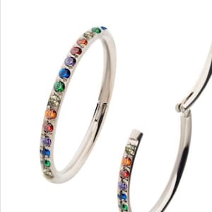 1mm CNC set rainbow eternity CZ titanium side facing hinged segment clicker | nose hoop | rainbow hoop | lip hoop | conch hoop |