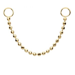 14Kt Yellow Gold Bead Chain with o-rings | beaded chain | gold nose chain | gold chain | yellow gold chain | industrial chain | cute chain