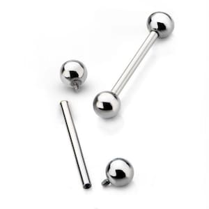 14 gauge internally threaded barbell | Tounge barbell | Tounge piercing | Tounge jewelry | 12.7mm | 14mm | 16mm | 19mm | 16mm | 19mm | 22mm