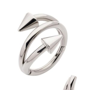 Titanium double ended twist side facing hinged spike clicker | spike jewelry | spike cartridge jewelry | faux triple hoop