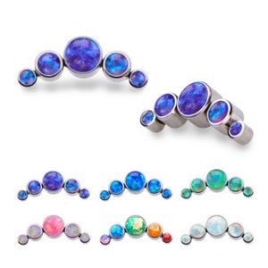 Titan 5-Opal-Cluster-Tops mit Innengewinde | Ohrlöcher | Knorpelpiercing | industrielles Piercing | Muscheln Piercing | Durchmesser 16mm