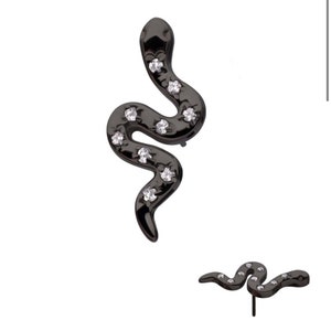 black pvd threadless snake earring | snake body jewelry | witchy jewelry | conch jewelry | helix jewelry | philtrum jewelry | gold jewelry
