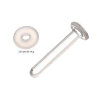 Glass Labret Retainer with Clear Silicone O-Ring | 18 gauge retainer | 16 gauge retainer | 14 gauge retainer