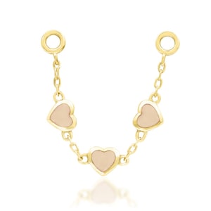 14Kt heart chain with genuine rose gold hearts | nose chain | rose gold piercing  chain | yellow gold piercing chain | industrial chain