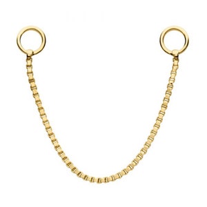 14Kt Yellow Gold Box Chain with Rings | box gold nose chain | gold chain | yellow gold chain | industrial chain | cute chain