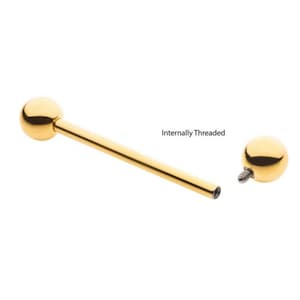 24kt gold PVD titanium internally threaded industrial bar | gold industrial bar | 14 or 16 gauge  industrial bar | cute industrial bar