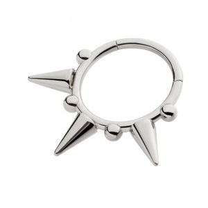 Spiked titanium or 24k gold pvd clicker | septum ring | daith ring | body jewelry | front facing hinged segment clicker