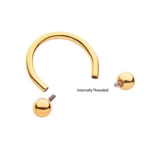 24kt gold PVD titanium internally threaded circular barbell | gold septum ring | septum piercing | septum jewelry | gold septum jewelry