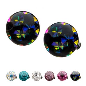Orecchini a sfera Tiffany in titanio filettato internamente da 14 g con cristalli Preciosa originali / estremità industriali / palline per narici / orecchini di cristallo