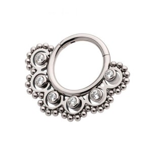 Titanium beads & 6pcs CZ front facing hinged segment clicker | daith clicker | septum clicker | daith piercing | septum piercing | 16g