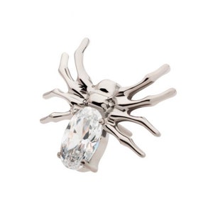 Titanium threadless CZ spider earring | spider jewelry | witchy jewelry | bug jewelry | Halloween jewelry | goth jewelry | gothic earrings