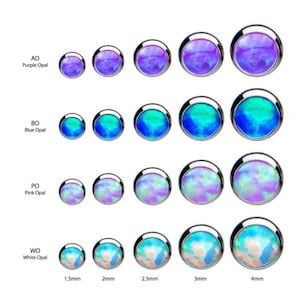 Titanium opal front facing lebret | purple opal | blue opal | pink opal | white opal | opal labret | | high nostril jewelry | opal earrings