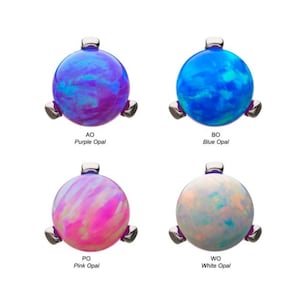 Titanium Internally Threaded 3-Prong Set Opal Top | ear piercing | industrial piercing | opal piercing | 16 gauge piercing | 14 gauge