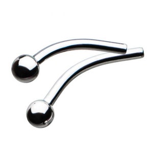 Titanium Threadless with Fixed Ball Curved Bar (Post Only) | rook piercing | eyebrow piercing | vertical labret piercing | 16 gauge