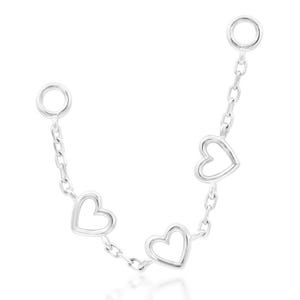 14Kt heart chain with hearts | nose chain | rose gold piercing  chain | yellow gold piercing chain | industrial chain