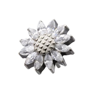 Titanium Threadless Prong Set Marquise Gem Sunflower | cartilage piercing | tragus piercing | flat piercing | sunflower piercing
