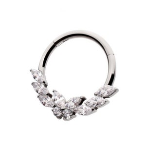 Conjunto de puntas de titanio Marquesa y gema redonda Mariposa Frente a Segmento con bisagras Clicker / tabique de mariposa / perforación de tabique / perforación daith