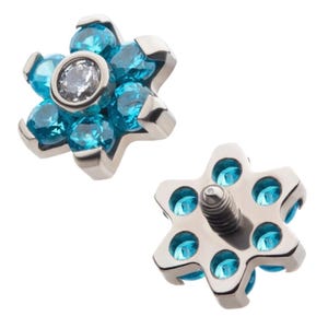 Titanium Internally Threaded with Prong Set 7 CZ Flower Top | flower earring | cute earring | internally threaded earring | pride jewelry