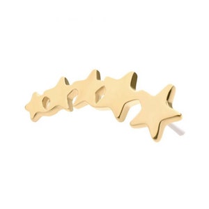 14Kt Yellow Gold Threadless with 5-Cluster Star Top | star jewelry | solid gold jewelry | cartridge piercing | conch piercing | 20 gauge