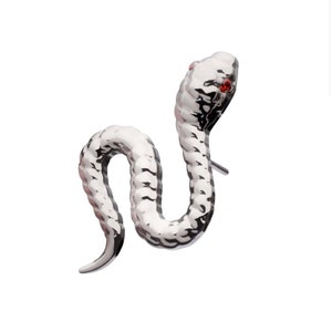 Titanium Threadless Garnet CZ Eye Snake earring | cartilage piercing | tragus piercing | goth piercing | snake jewelry