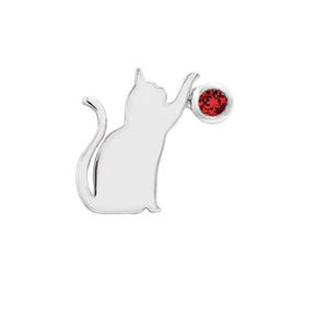 14kt Gold cat with garnet Gem | gold piercing | ear piercing | cartilage piercing | cat lover gift | gift for her