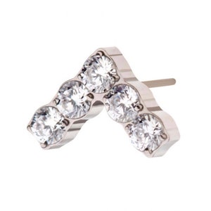 Titanium threadless with prong set round CZ Arrow shape top | conch piercing  | chevron earrings | cartridge piercin | tragus piercing |