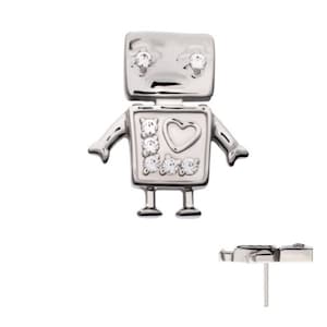 Titanium Threadless Prong Set Gem Robot earring | helix piercing | nose piercing | medusa piercing | unique earrings | titanium earrings