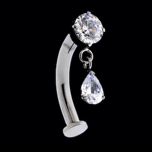 Titanium Threadless Dangle Floating Navel | floating bellybutton piercing | belly button bar | 14 gauge belly button piercing