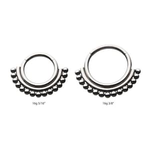 Titanium 15-Beaded Classic Front Facing Hinged Segment Clicker | septum ring | daith ring | 16g | 8mm | 10mm | septum piercing | daith