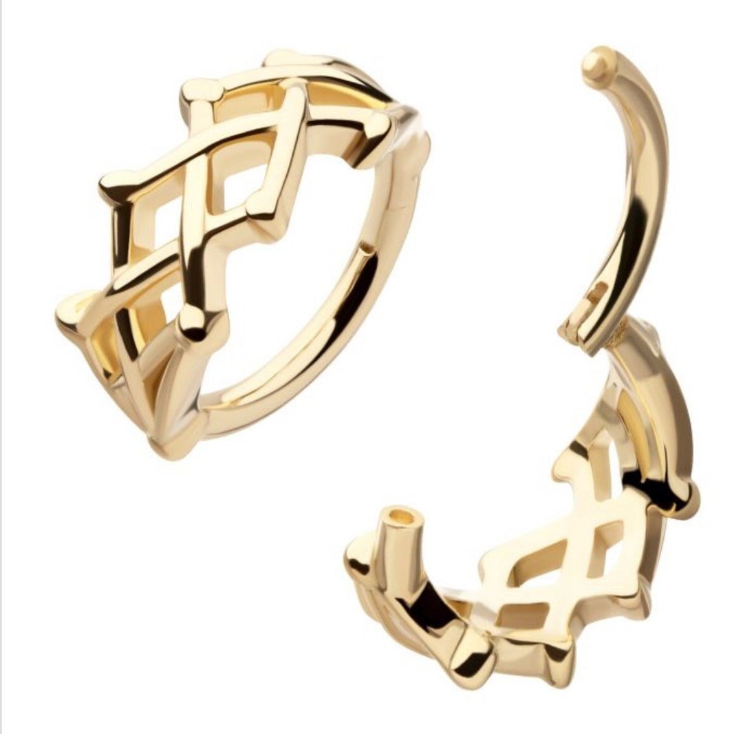 14kt Yellow Gold Woven Crown of Thorns Side Facing Hinged Segment