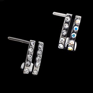 24Kt Gold PVD Titanium Double Row Full Clear CZ Side Facing Hinged Segment Clicker | conch hoop | cute gold hoops | 16 gauge | 8mm | 10mm