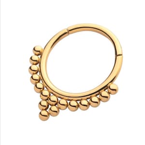 24k gold beaded clustered clicker | septum ring | daith ring | body jewelry | septum hoop | daith hoop | earrings | gold body jewelry