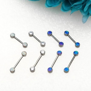 Nipple jewelry | titanium nipple jewelry | threadless nipple jewelry | opal nipple jewelry | body jewelry l nipple barbell l