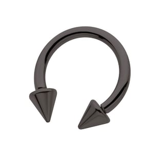 Black PVD Titanium Internally Threaded Spike Ends Circular Barbell | septum piercing | spike septum | septum ring | goth septum | 16 gauge