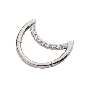 Crescent moon clicker | titanium | Gold | daith jewelry | rook jewelry | hypoallergenic jewelry | goth jewelry |