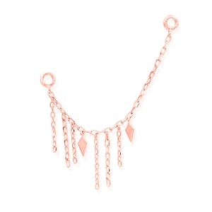 14Kt gold chain dangle | charm piercings | rose gold charm chain | industrial | ear chain | gold nose chain | nose piercing |ear piercing