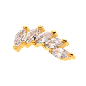 Titanium or gold Threadless with Prong Set Marquise 5 Gem Curved Fan Top | helix piercing | conch piercing | cartilage piercing |
