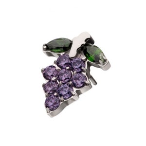 Titanium Threadless Prong Set Gem Grape earring | fruit earring | ear piercing | cartilage piercing | tragus piercing | medusa piercing