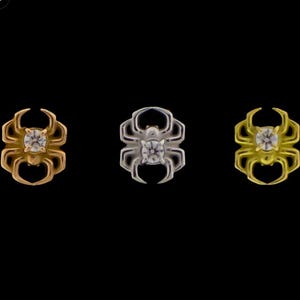 18kt gold spider earring | spider piercing | witchy jewelry | bug jewelry | Halloween jewelry | goth jewelry | spider earrings