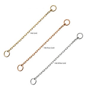 14k gold rolo chain with O-Ring | nose chain | ear chain | white gold chain | yellow gold chain | White gold chain